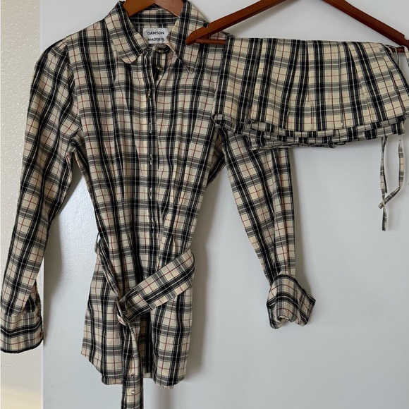 Damson Madder Tops - Damson Madder Beige Plaid Button-Down Shirt